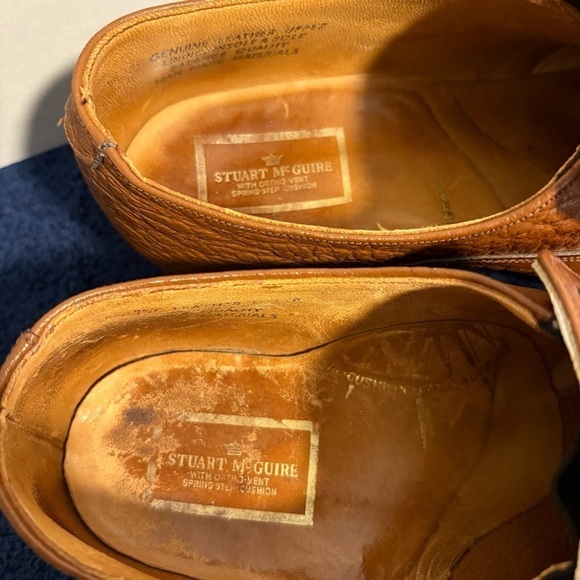 Vtg Men\'s STUART MCGUIRE Dress Loafers Shoes Sharkskin Brown Leather Size 9.5 main image 10